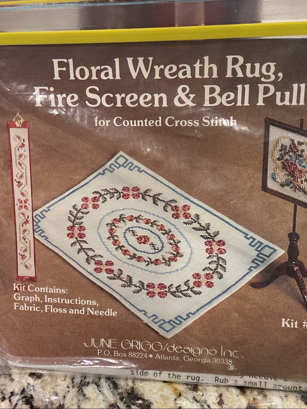 June Grigg Floral Wreath Rug Counted Cross Stitch Kit - #163 miniature